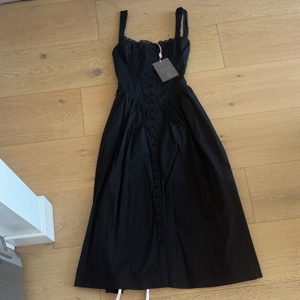 House of CB Black Button-Front Midi Dress Tatiana